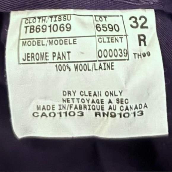 Ted Baker Pants Wool  32R X 33 Jerome Flat Front Preppy Quiet Luxury Old Money - Picture 5 of 12